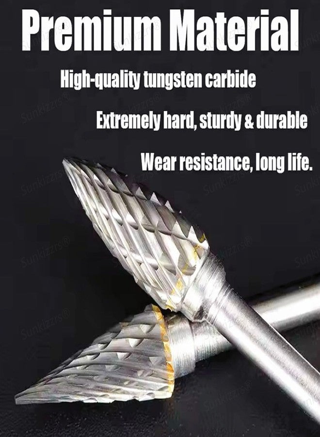 Sunkizzrs® 10-Pcs Tungsten Carbide Rotary Burr Set -Carbide Double Cut Carving Burr Bits with 1/8"(3mm) Shank -Rotary Tool Accessories for Woodworking, Engraving, Drilling, Steel Metal Working - Image 5